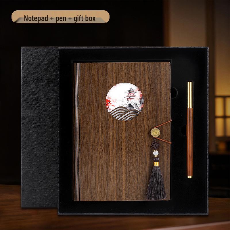 Premium Wooden Notebook Gift Set: Customizable Journal with Logo for Business Souvenir