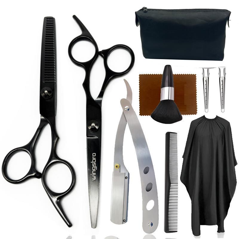 6.7 Inches Hair Cutting Scissors Set, Flat & Thinning Scissors with Accessories for Barber Salon Shop and Homeuse