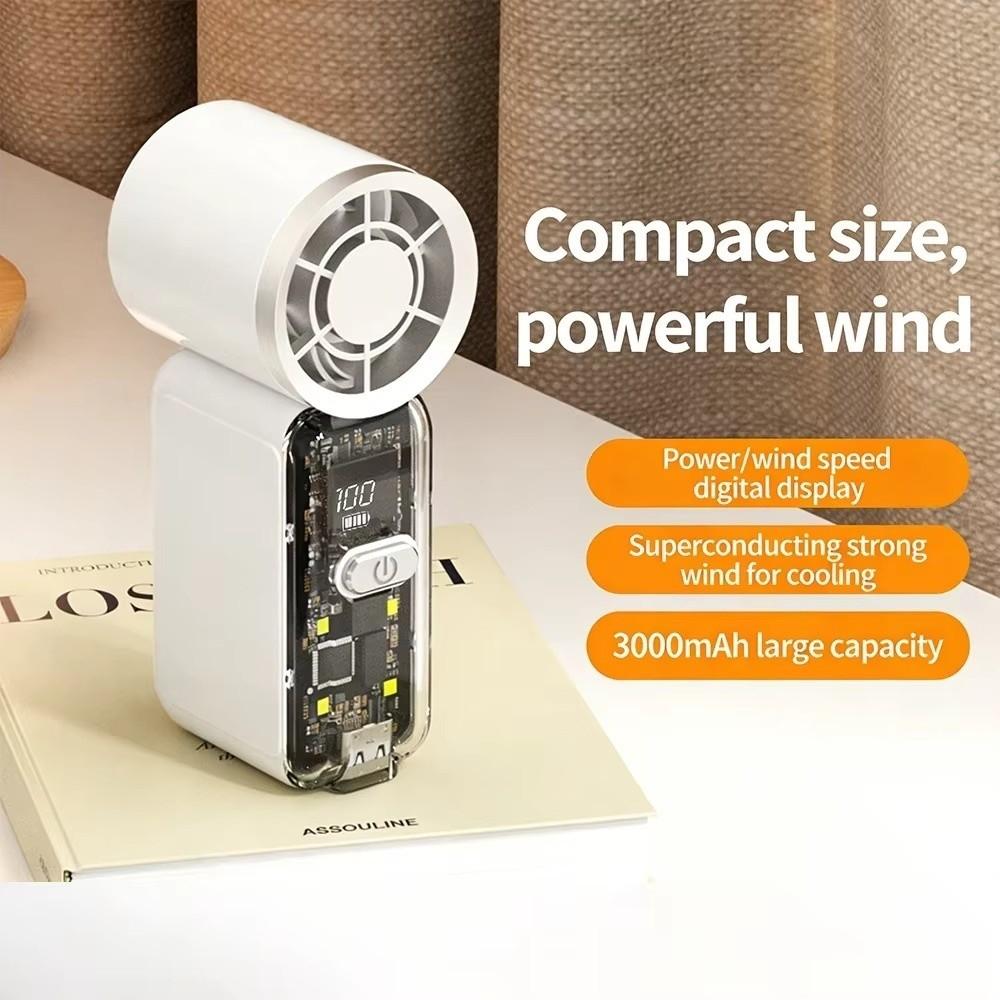 LED Display Mini Handheld Fan Dual-core Pocket Fan New Turbo Fan  Travel