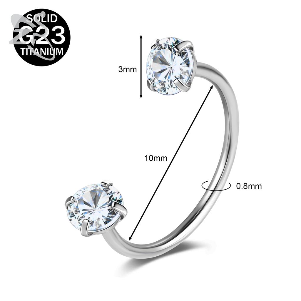 ZS 1 Stück 20G G23 Titanstahl Hufeisen Nasenring Damen Herren Farbiger CZ Kristall Nasenpiercing Ohr Helix Tragus Lippenpiercings