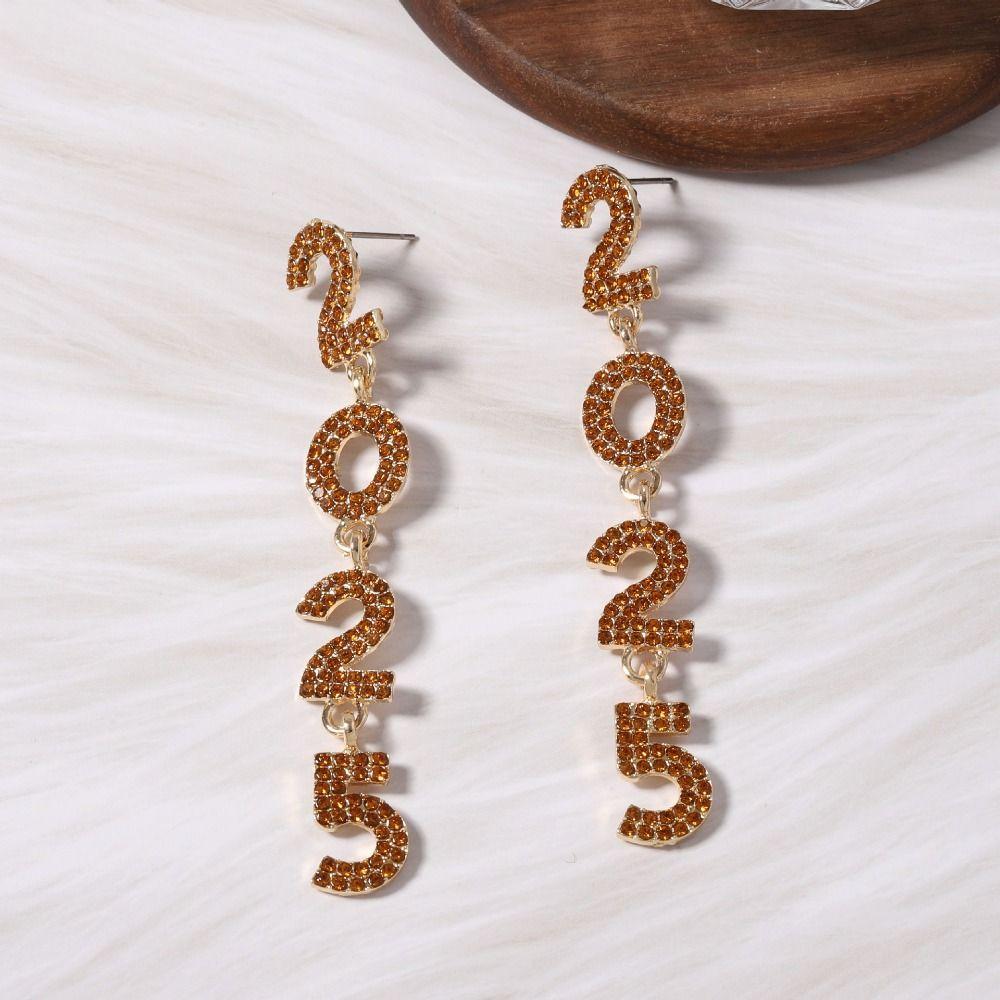 Jewelry Happy New Year Earrings Aesthetic Crystal Party Earrings  New Year