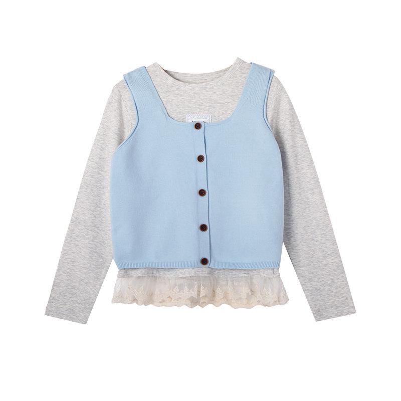 2025 Girls' Spring & Autumn Korean-Style Lace Fashion Three-Piece Set