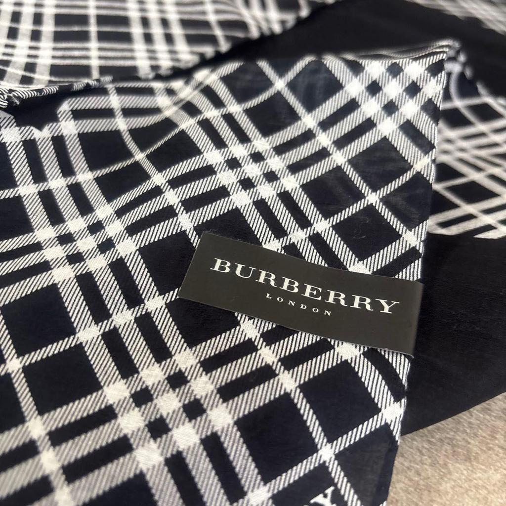 Used BURBERRY Burberry Scarf Large Handkerchief Cotton 100% Brand New Unused