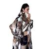 Autumn and winter clothing men's and women's imitation fur coat fashion mixed color extended lapel fur coat over the knee