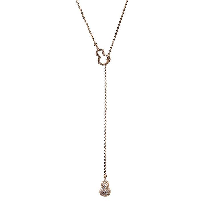 Happiness Gourd Pure Silver Clavicle Necklace - Elegant Gift for Women 925 Silver