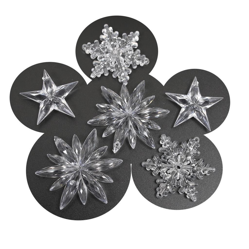 3pcs Christmas Acrylic Snowflake Ornaments Transparent Xmas Tree Hanging Pendant Christmas Decorations for Home New Year 2025