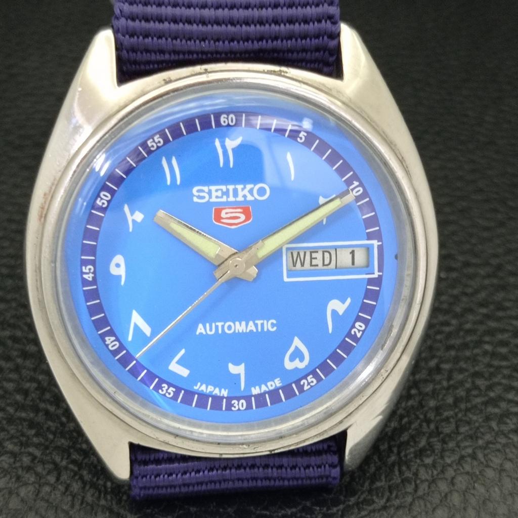 Seiko 5 AUTOMATIC 6309A JAPAN MENS VINTAGE ARABIC BLUE DIAL WATCH A701605-5 R206c-a701605