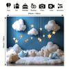 2D Twinkle Star Fluffy Cloud Backdrop Newborn Photography Background
