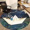 1pc Paper Boat Night Office Round Area Rug, Indoor Mat Suitable For Office, Under Office Chairs Bedroom Living Room Home Decor, Room Deco
