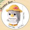 Funny Hug Pocket Penguin Dolls with Card  Cute Wool Crochet Emotional Support Penguin Doll with Summer Straw Hat Home Room Decor