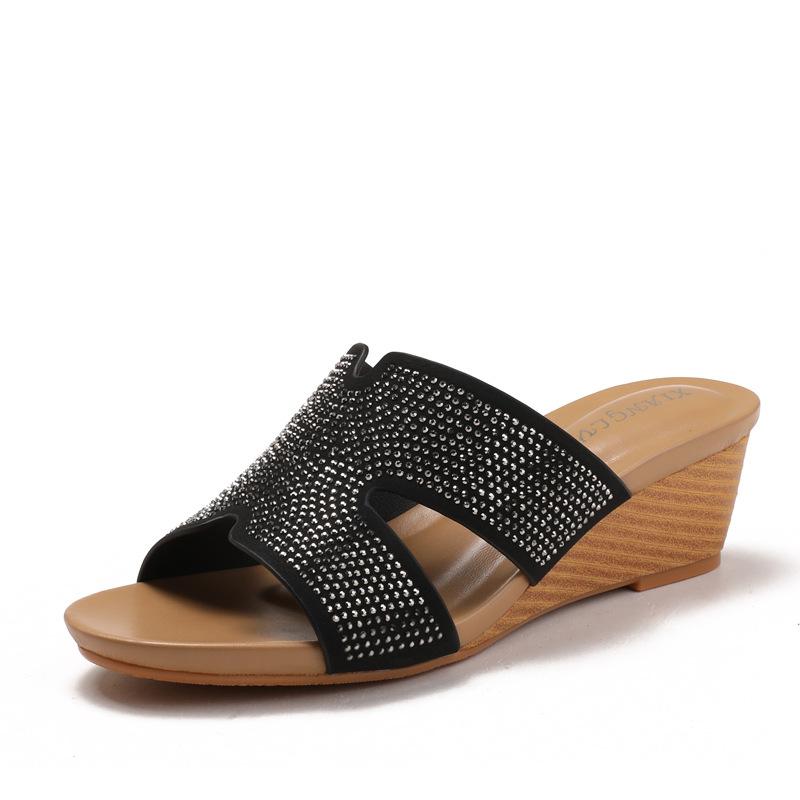 Cool Slippers Women's Summer Fashion Thick-soled Shoes Height-increasing Sloping Heels Trendy Half Slippers