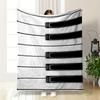 Piano Key Pattern Warm Blanket - Black and White Design Flannel Blanket for Bedroom, Living Room, Sofa, and Nap.
