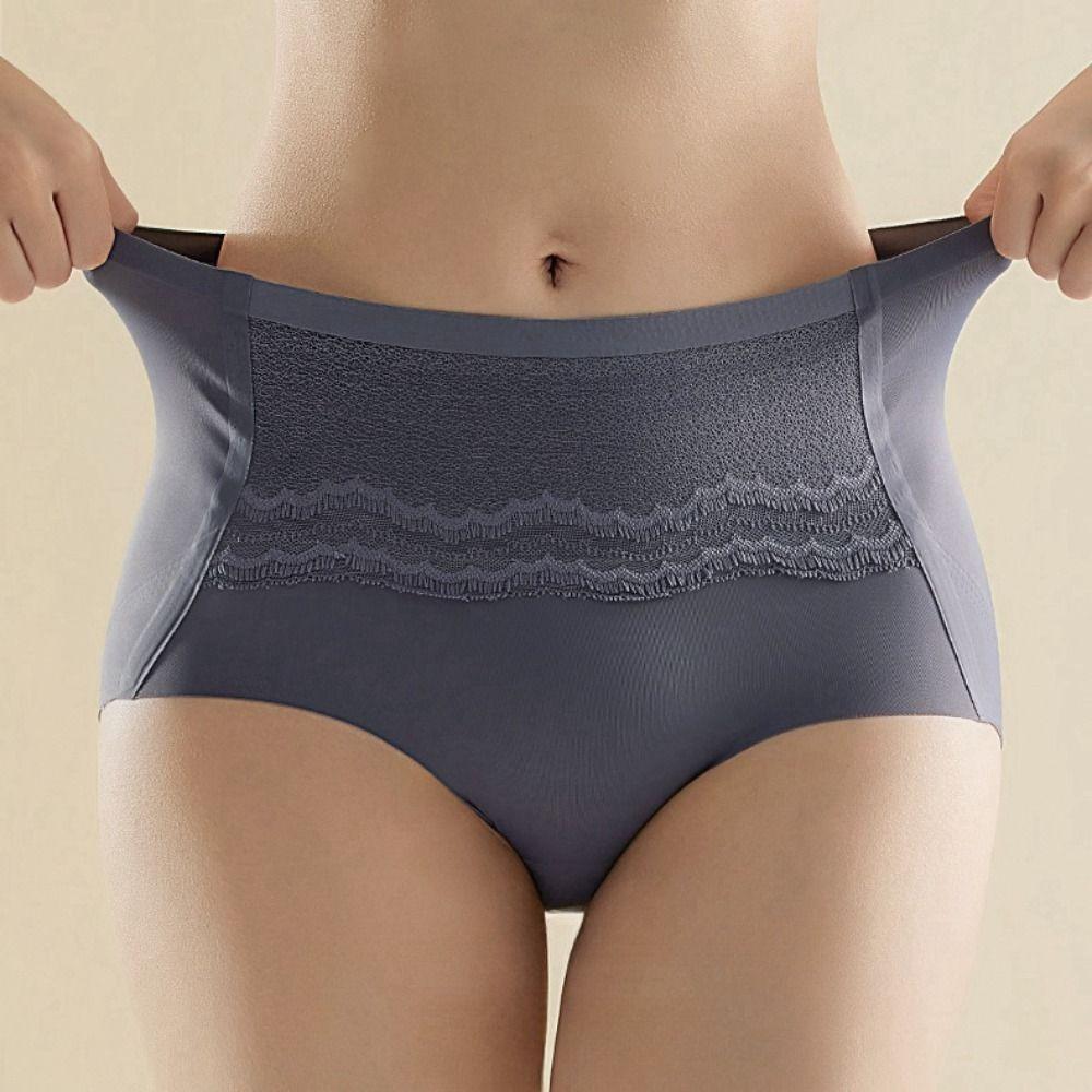

Mid Waist Tummy Control Underwear Lace Flower Butt Lifting Briefs Slimming Shapewear Body Shaping L жовтий