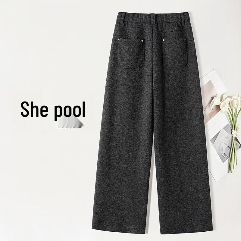 Women's Wool Blend High-Waisted Wide-Leg Pants