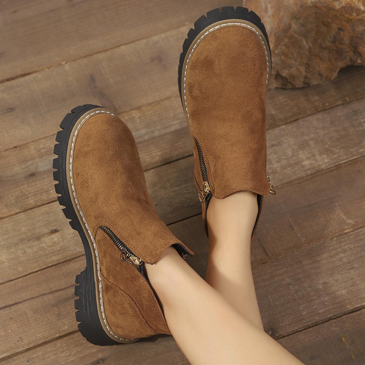 

Женские удобные ботильоны Новые повседневные нескользящие ботинки на платформе Модные уличные туфли с высоким верхом Свадебные туфли для женщин Zapatos De Mujer 43 коричневый