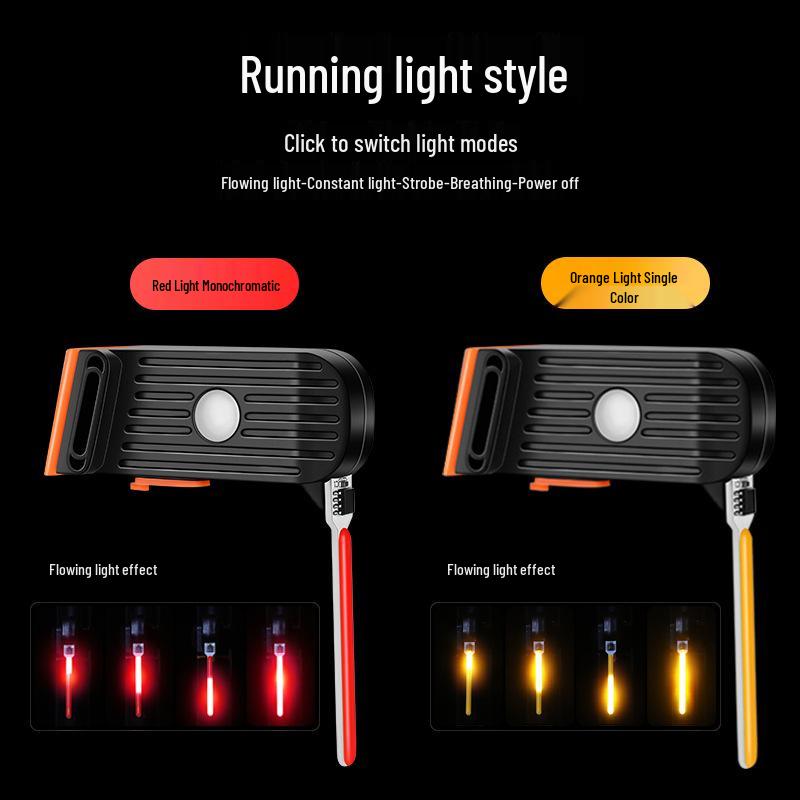 USB Dobíjecí Zadní Světlo na Kolo s Tekoucím Světlem - Vysoká Svítivost pro Noční Jízdu na Horských a Silničních Kolech