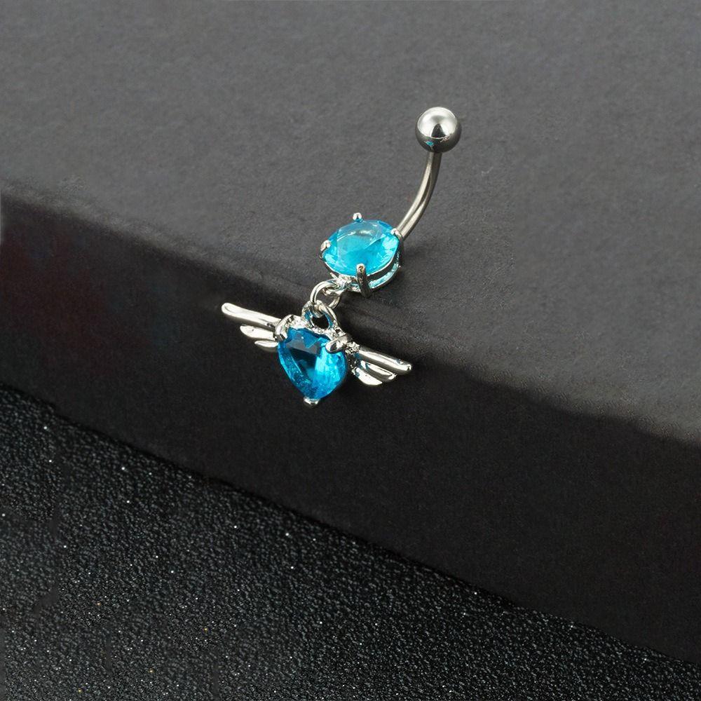 Bauchnabelpiercing aus Edelstahl, Engel- und Herzmotiv, Zirkonia-Bauchnabelpiercing für Mädchen