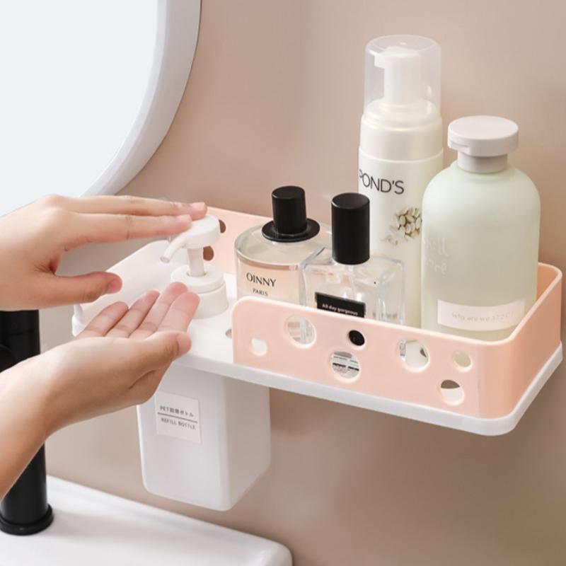Bathroom Toiletries Storage Racks Punch-Free Wall Mounted Sundries Organization Plastic Shelf Home Toilet Fragrance Holders