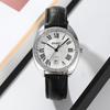 "Elegant Women's Analog Watch Black Silver Leather Strap Lightweight Waterproof Casual Business"