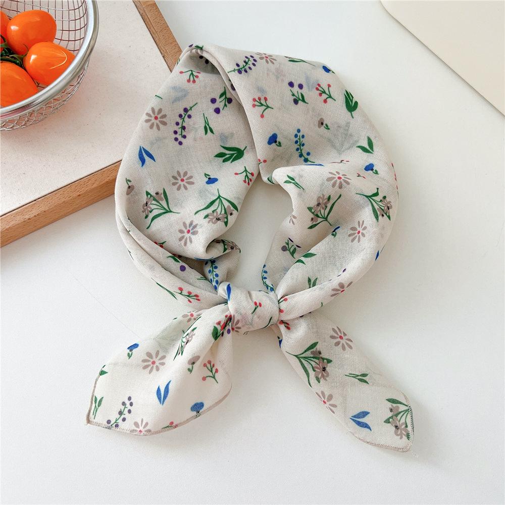58cm Ladies Cotton Linen Handkerchief Neck Scarves Women Square Wraps Fresh Bandana Head Scarfs Small Neckerchief Bag Scarf