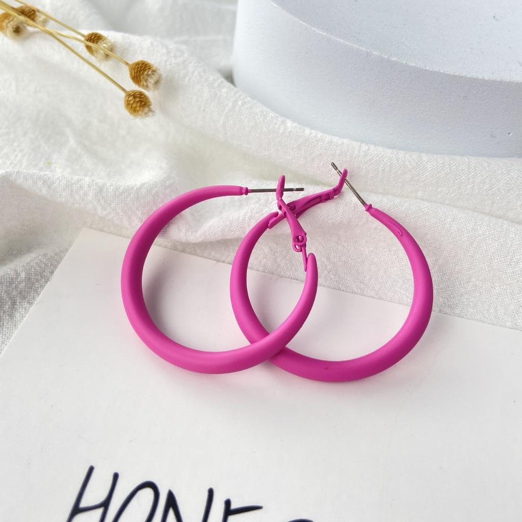 Trendy Big Round Circle Dangle Earrings for Women Exaggerate Punk Loops Red Geometry Simple Hoop Earrings Zircon Party Gift