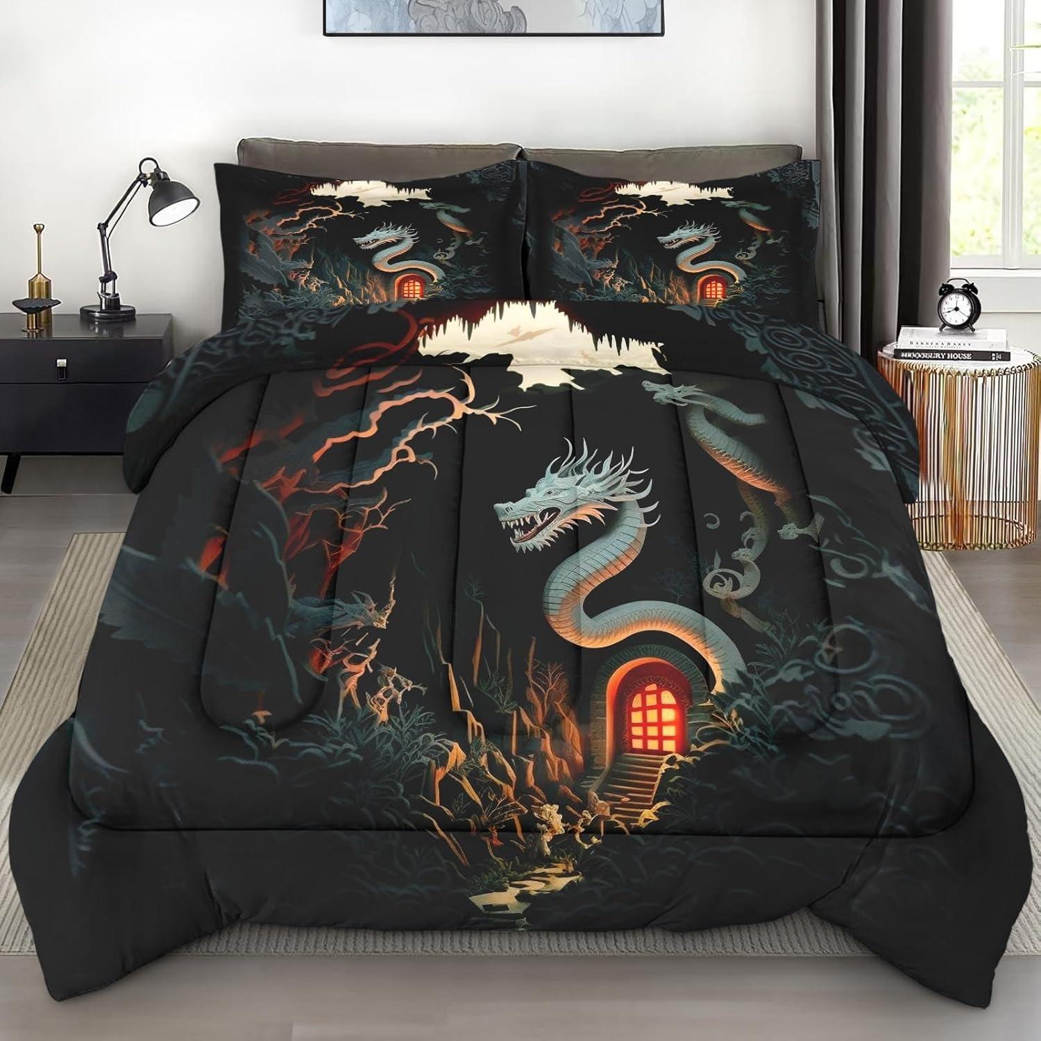 

Комплект постельного белья с китайским драконом Аниме 3D-принтом Комплекты пододеяльников для взрослых детей подростков Полуторный Двуспальный Кинг-сайз Домашний текстиль Постельные принадлежности Eusingle135x200cm