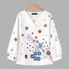 ZANZEA Women Casual V-Neck 3/4 Sleeve Loose Floral Print Blouse