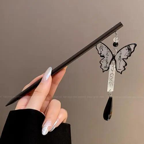 Vintage motýlí střapec vlásenka pro ženy dívky nové šperky dárky čelenka sponka do vlasů čínské hanfu vlasové tyčinky doplňky