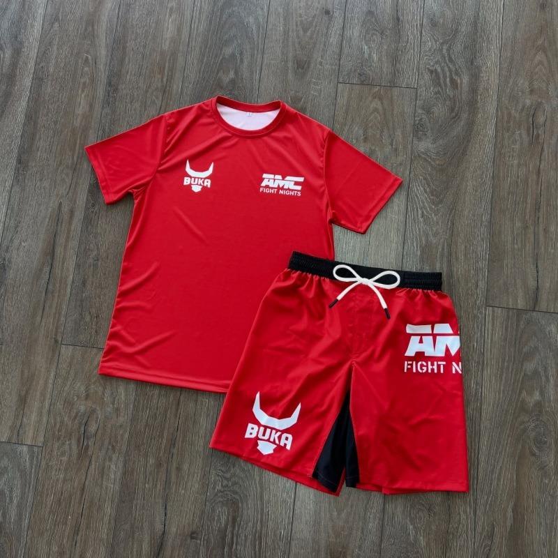 Traje Esportivo de Boxe Estilo Y2K 2026 Novíssimo: Conjunto de 2 Peças de Treinamento de Combate Unissex: Camiseta de Manga Curta Durável + Shorts