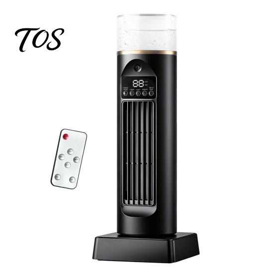 Compact Cooling Fan for Home Tower Fan, 6 Speed Bladeless Air Cooler & Humidifier with Versatile USB Powered Remote Water Tank, Quiet Desktop