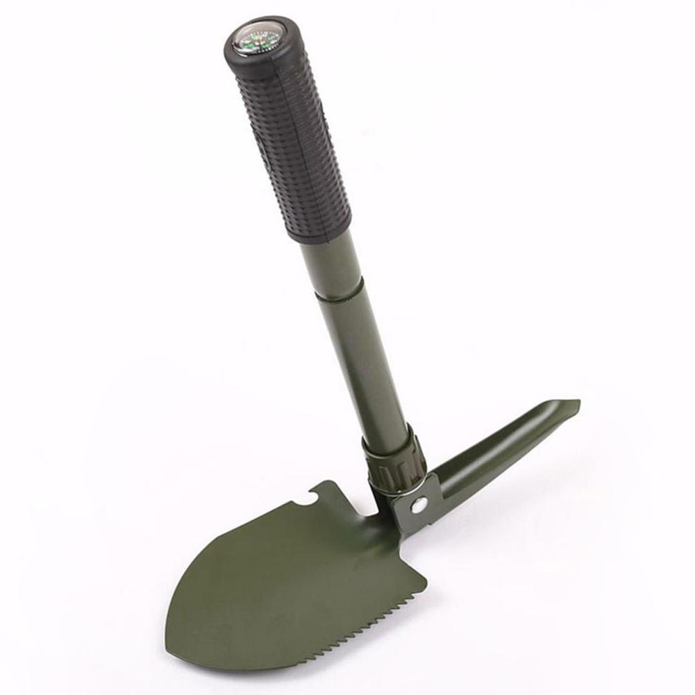 Collapsible Shovel With Compass Multifunctional Tactical Shovel With Zipper Bag Anti-slip Handle Garden Tool