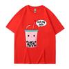 Cute Summer New Cotton Harajuku Unisexs Wounisex Top Fashion Short Sleeve Tshirt Cartoon Milk Tea Print Tops