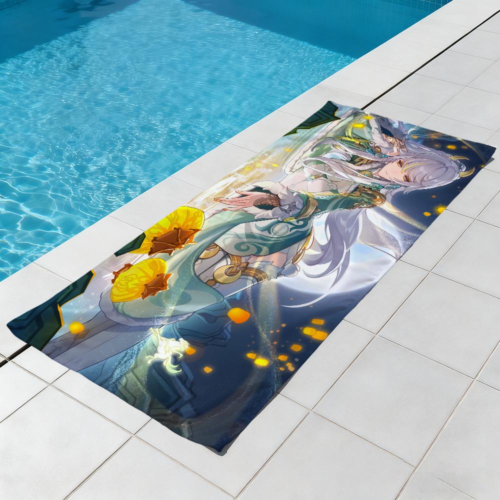 Genshin Impact Zibai Towel Beach Quick Dry Soft Pool Towels Gift for Travel Gym Shower Camping Sports