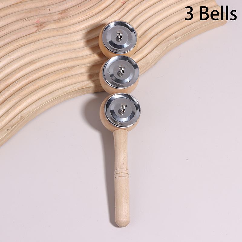 Orff Wooden Hand 3/6 Bell Portable Percussion Instrument For Music Enthusiast Baby Wooden Rattle Kids Educational Toys 3 bells