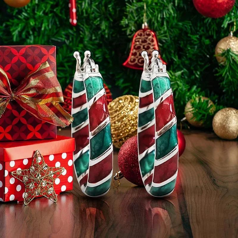 

2026 New Colored Christmas Ear Rings Geometric Earrings Fashionable Western Style Popular Attendance Banquet Zircon Wholesale