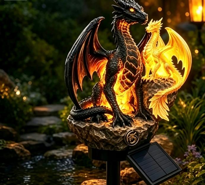 Halloween Dragon Night Light Decorative Light for Bedroom Dragon Solar Garden Light Pumpkin Statue Fantasy Ornament Outdoor