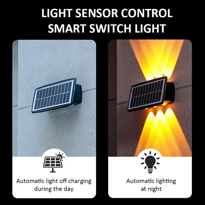 Modern IP65 Waterproof LED Wall Lights Intelligent Solar Light Decorative Outdoor Stainless Steel Base Environmentally Friendly