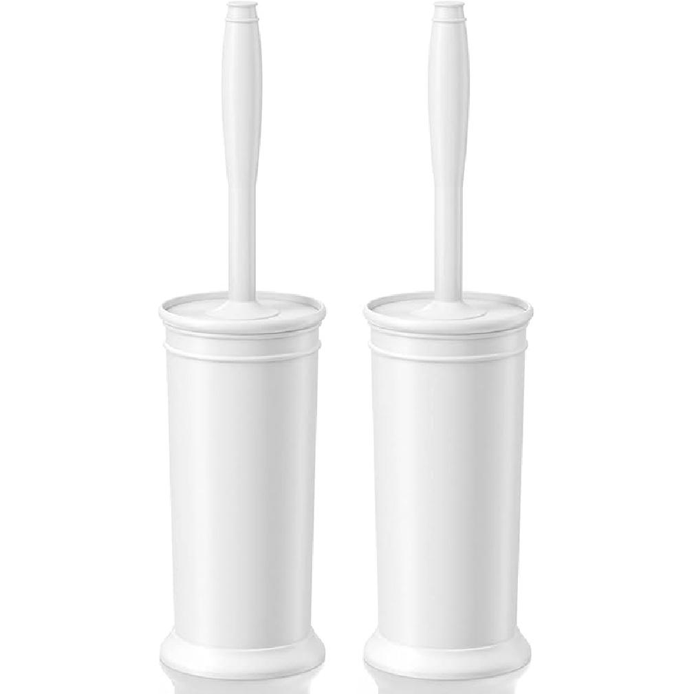 Toilet Brush and Holder 2 Pack, Toilet Bowl Brush with Extra Long Handle, Toilet Scrubber and Covered Holder, Toilet Brushes for Bathroom-Space