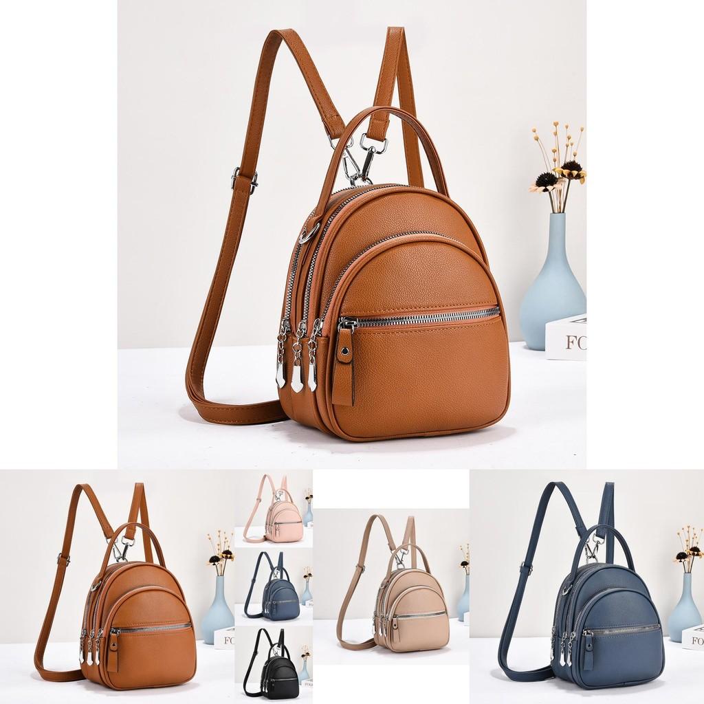 Stylish Macaron Color Block Backpack Versatile Spacious Lightweight Tote Bag For Women