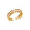 Mini Zircon Green Rings For Women Stainless Steel Gold Color Adjustable Finger Ring Engagement Wedding Christmas Jewelry Gift