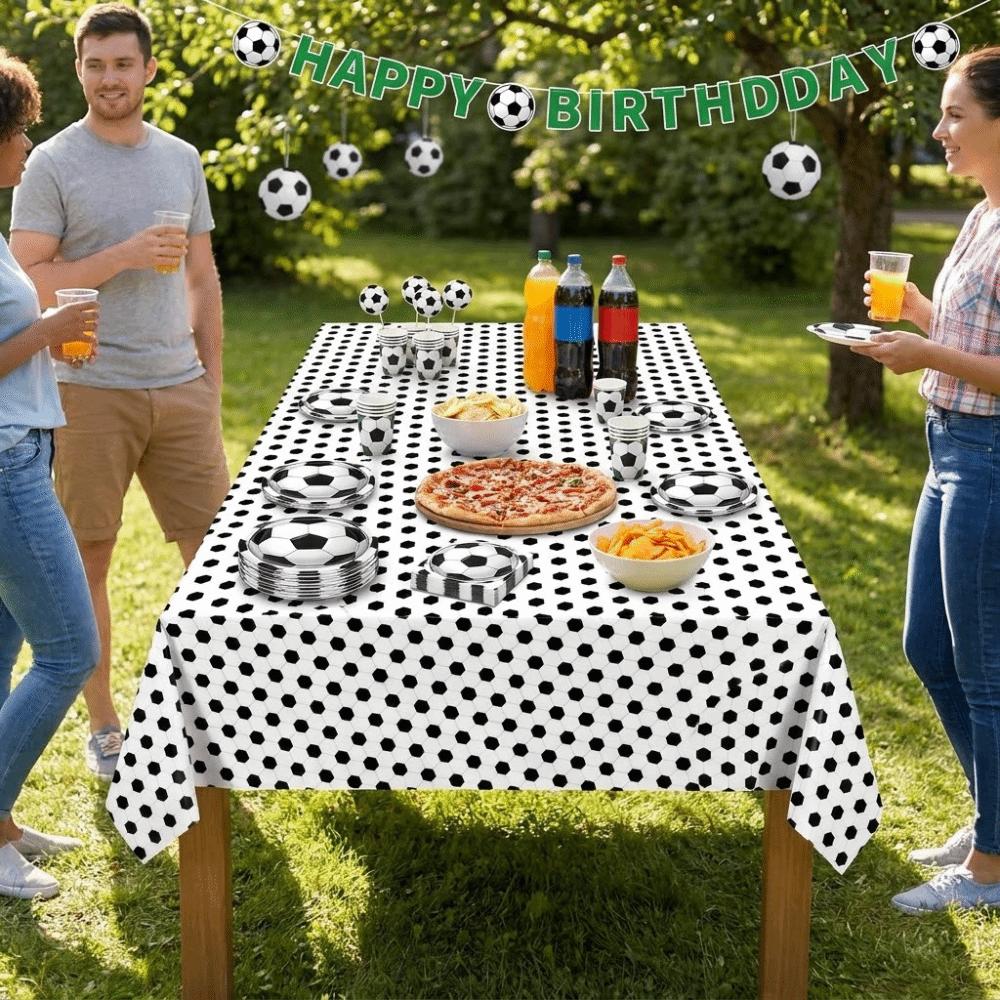 Disposable Football Theme Tablecloth Soccer Grass Design Soccer Banner Birthday Party