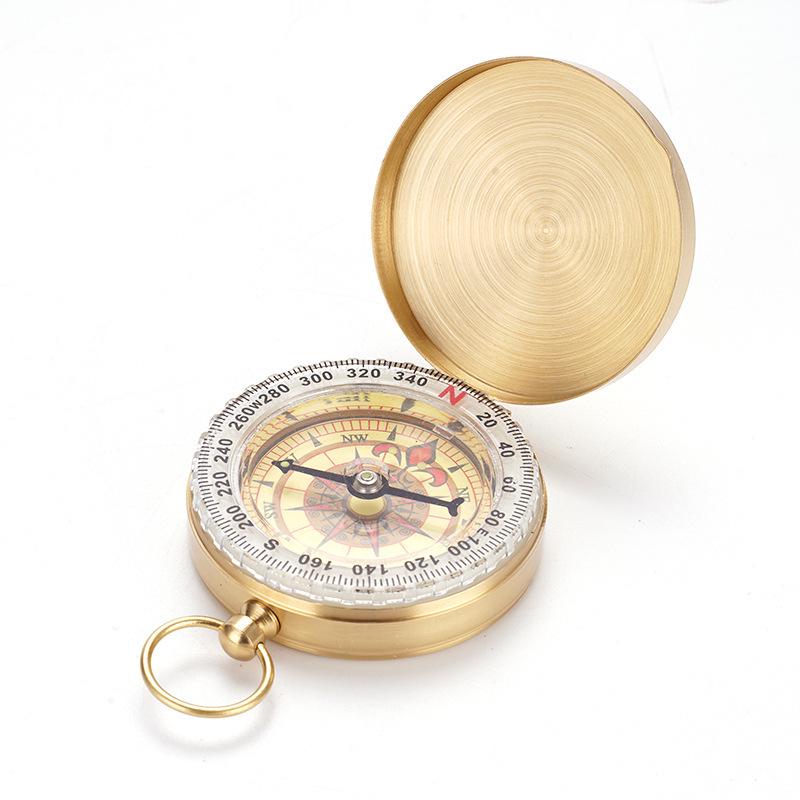 Pure Copper Luminous G50 Pocket Watch Compass with Flip Cover for Outdoor Activities