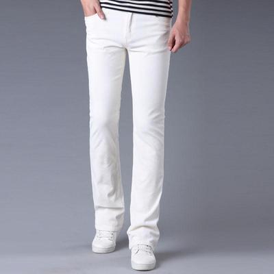 Calças masculinas casuais micro-queimadas, calças de veludo, versão coreana de calças elásticas slim-fit alargadas