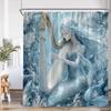 Ocean Mermaid Shower Curtains Sea Waves Cosmic Starry Sky Sunset Scenery Modern Fabric Home Bathroom Curtain Decor With Hooks