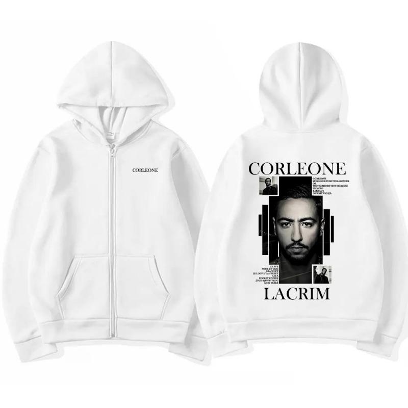 Rapper Lacrim Corleone Merch 2026 Zipper Hoodie Men Women Hip Hop Fashion Zip Up Jacket Male Casual Oversized Zip Up Sweatshirt