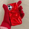 Red Glossy Irregular Wrinkle Phone Case For iPhone 16 Pro Max 17 Air 15 13 12 11 14 Plus Soft Silicone Protective Back Cover