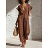 GMXIA Women's Fashion Casual Solid Color Print Summer Spring Short Sleeve V-Neck Suspenders trousers Jumpsuits & Rompers