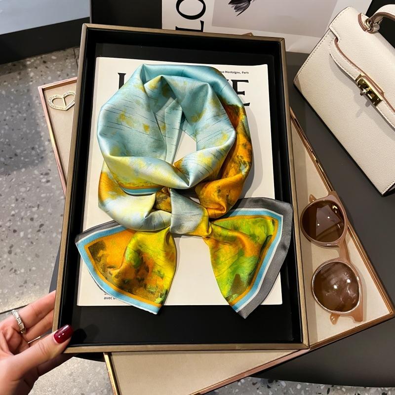 Satin high-end tied hair long silk scarf headband elegant and simple versatile hair band headband streamer hair accessories women's tied bag