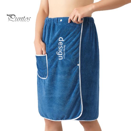 

Мужское банное полотенце, впитывающее быстросохнущее банное полотенце с надежной пряжкой и карманом для тренажерного зала, спа, сауны, душа синий