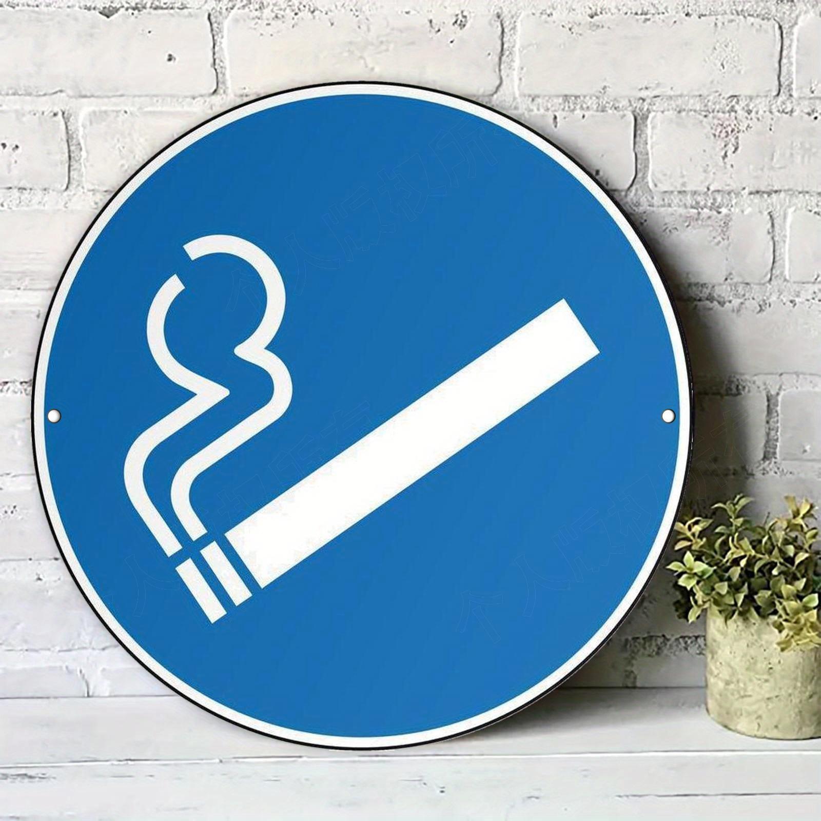 HD Tin Sign Smoking Area Symbol Round Metal Wall Art Public Facility Warning Sign Decor 20x20cm(8x8inch)